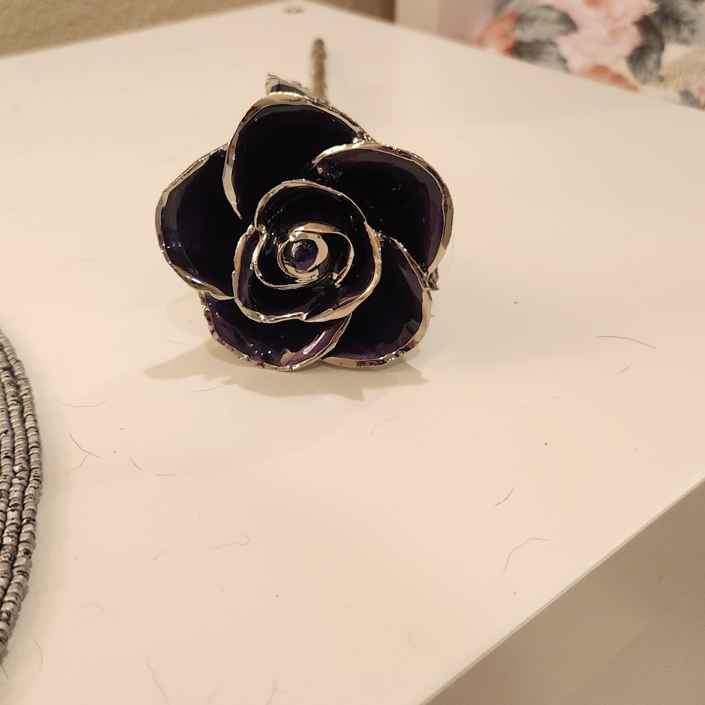 Forever Preserved Rose Dipped In Platinum And Painted Purple